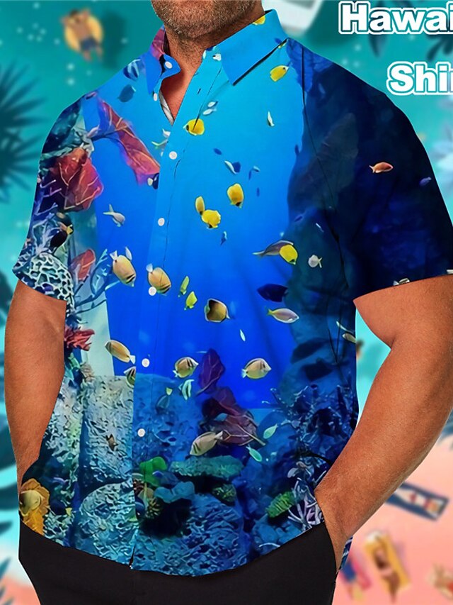 Men's Plus Size Summer Hawaiian Shirt Big and Tall Graphic Prints