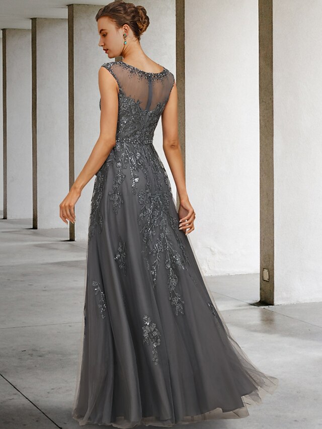A-Line Mother of the Bride Dress Wedding Guest Elegant Luxurious Jewel ...