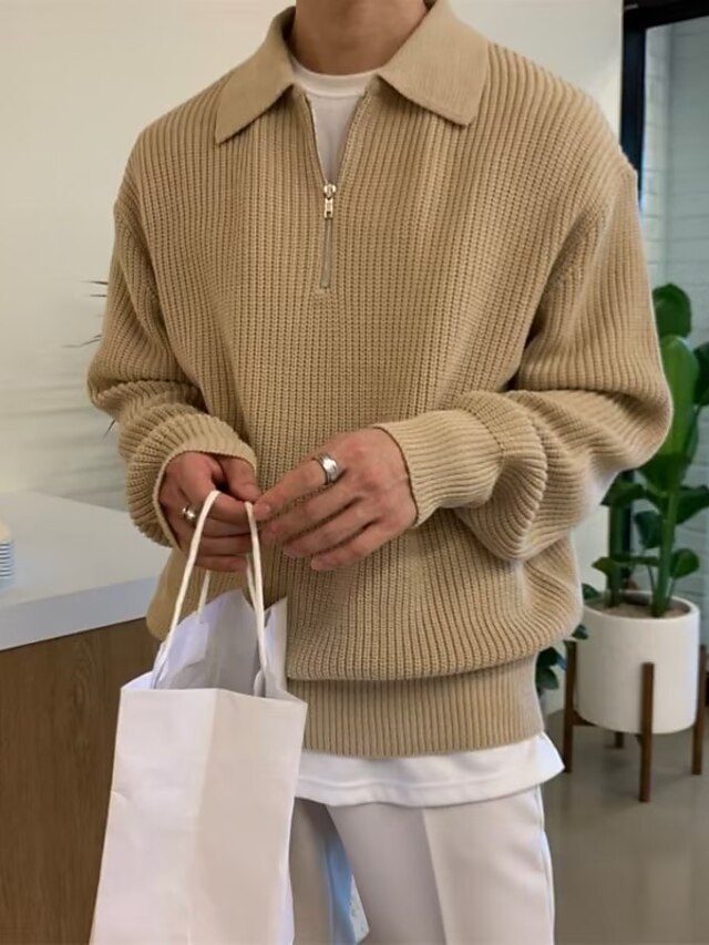 Men's Full-Zip Knit Sweatshirt — Turn-Down Collar, Casual Everyday Wear, Sizes S–XXXL main image 0