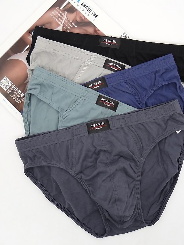  Men's 5 PCS Underwear Basic Panties Briefs Basic 100% Cotton Pattern Grid / Plaid Patterns 0333B 0333A