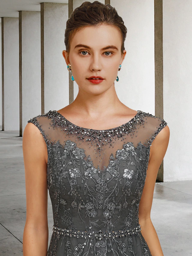 A-Line Mother of the Bride Dress Wedding Guest Elegant Luxurious Jewel ...