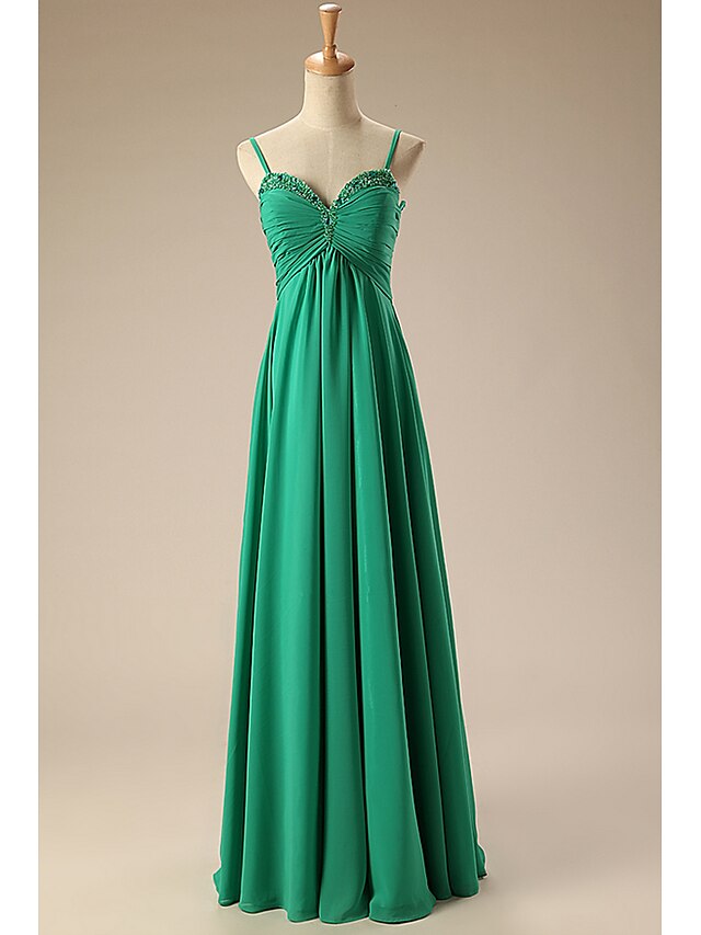 A Line Prom Dresses Empire Dress Formal Prom Floor Length Sleeveless Sweetheart Chiffon Backless 1807