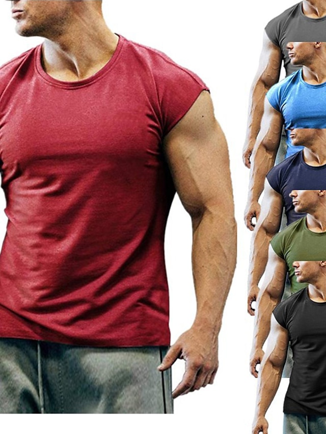  T-shirt d'exercice de fitness 3 pièces pour hommes à manches courtes coupe musculaire haut de t-shirt de fitness d'entraînement de fitness
