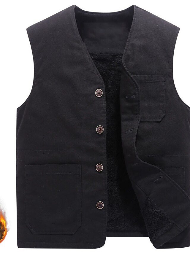 Men's Fleece Vest Gilet Outdoor Fishing Daily Wear To-Go Warm Ups ...