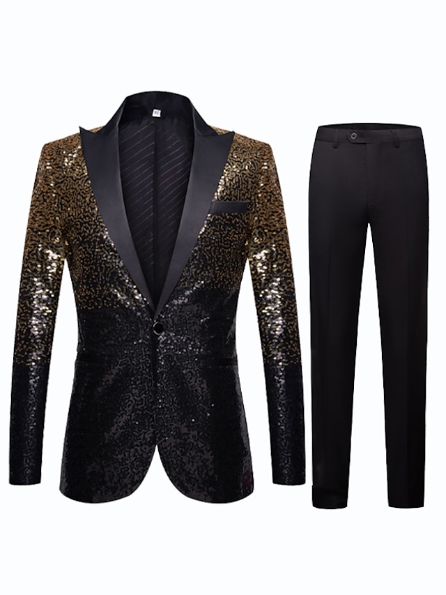 Purple Gold Men's Party Halloween Prom Disco Sparkly Sequin Suits ...