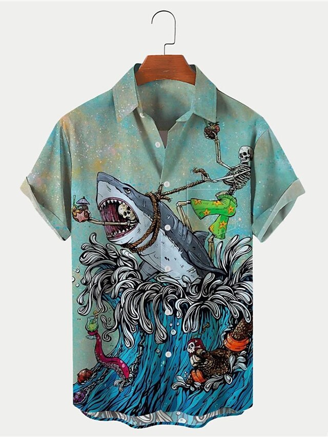  chemise pour homme été chemise hawaïenne animal requin imprimés graphiques turndown  extérieur rue manches courtes boutonné imprimé vêtements vêtements tropical créateur de mode hawaïen