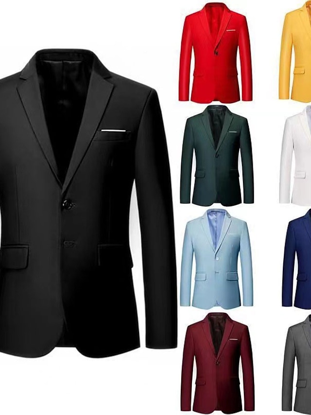  Homens Blusão Blazer Casamento O negócio Exterior Bolsos Primavera Outono Tecido Moda Roupas de Festa Lapela Preto Branco Amarelo Rosa Vinho Casaco