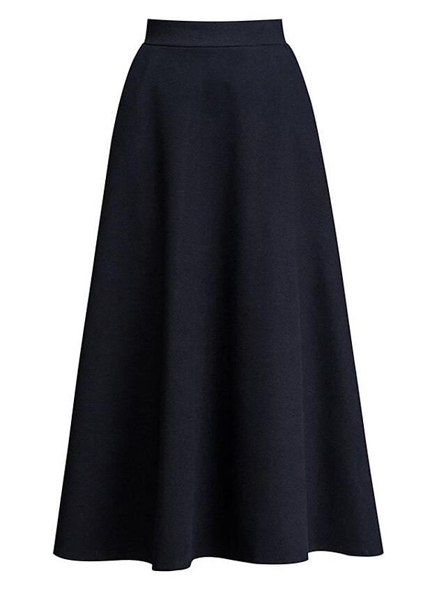 Women's Swing Work Skirts Long Skirt Maxi Polyester Black Wine Grey ...