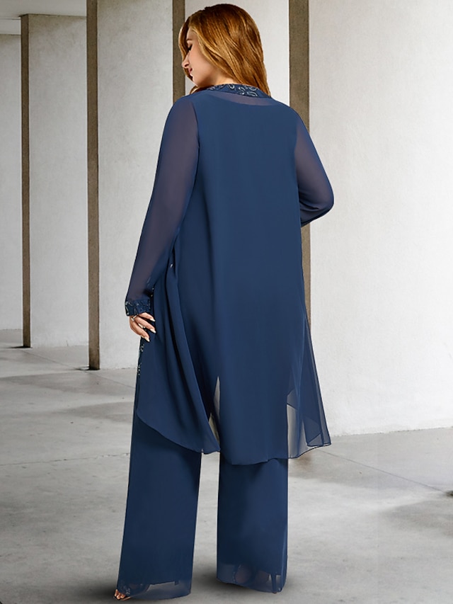 Two Piece Jumpsuits Mother of the Bride Dresses Plus Size Hide Belly