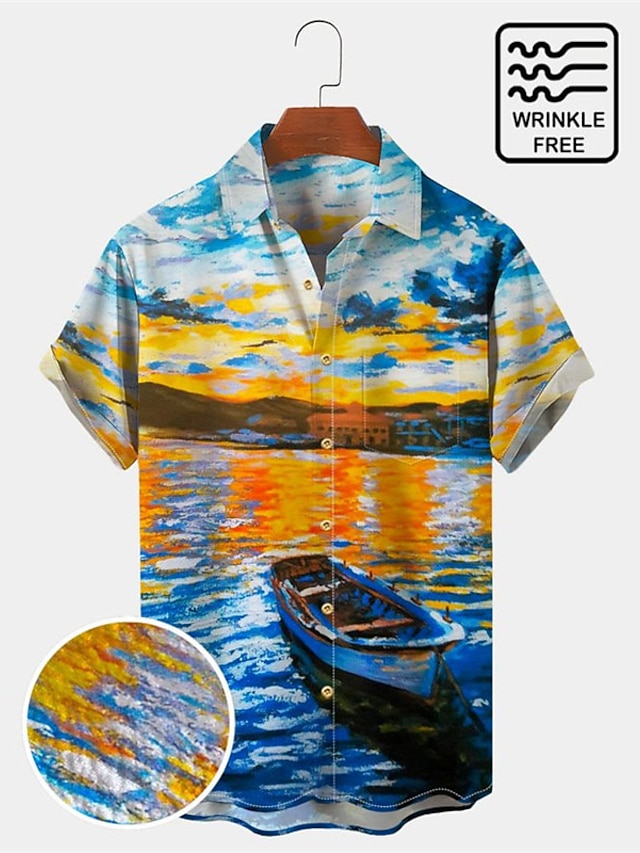 VintagePickersStore - Poisson bleu Marlin hawaïenne coton Chemise homme