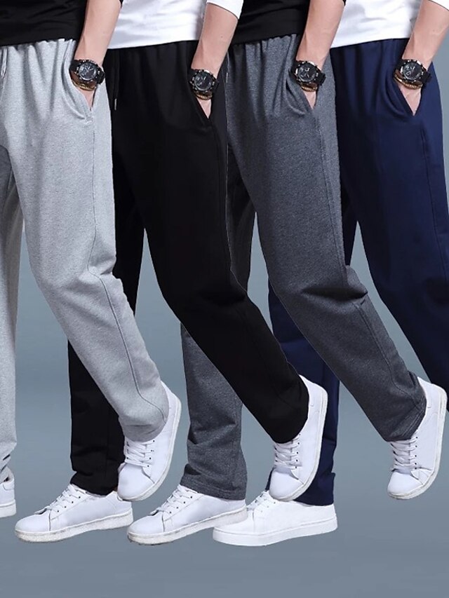  Homme Joggings Pantalons décontractés Cordon Taille elastique Jambe droite Plein Extérieur Sortie Mode Vêtement de rue Noir Bleu Roi Micro-élastique