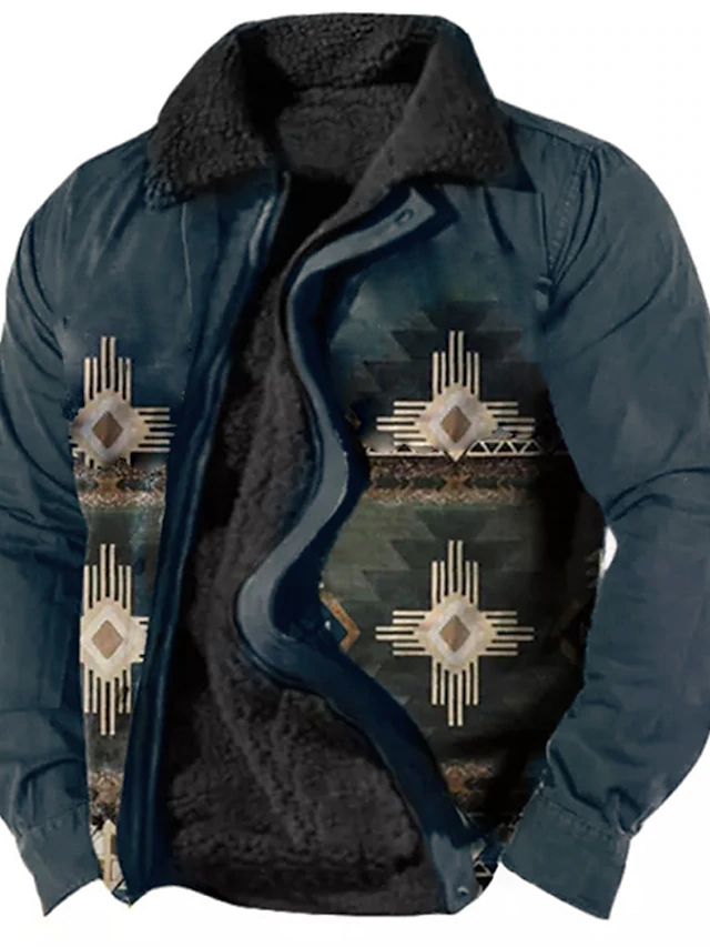 Native American Mens 3D Shirt For Winter | Blue Fleece | Men'S Coat ...
