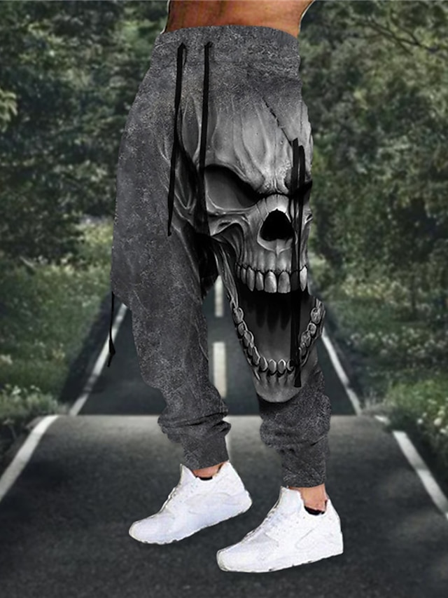  Voor heren Joggingbroeken Jogger Broek Trekkoord Elastische taille 3D-afdrukken Doodskoppen Grafische prints Comfort Buitensporten Casual Dagelijks Katoenmix Terry Streetwear Ontwerper Donkergrijs