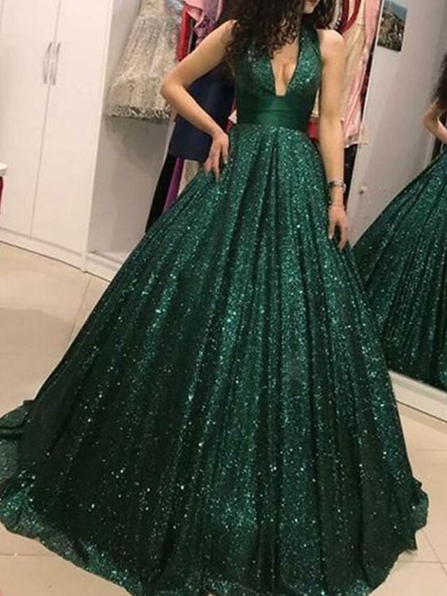 A-line evening gown high slit dress formal makeup ball and floor length sleeveless V-neck belt/waistband ribbon bow slit 2025 gods evening dresses main image 1