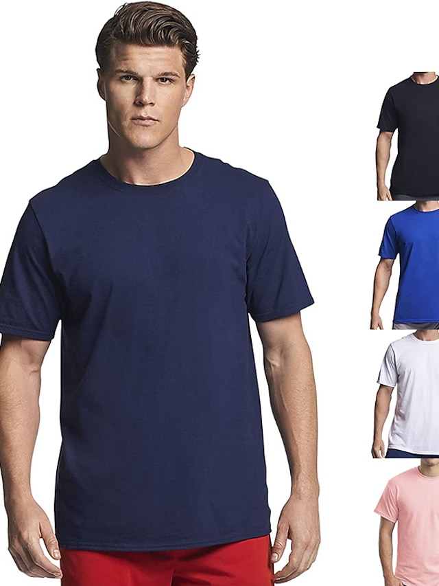  Homme T shirt Tee Chemises évacuant l'humidité Plein Col Rond non imprimable Casual Manche Courte Vêtement Tenue 100% Coton basique