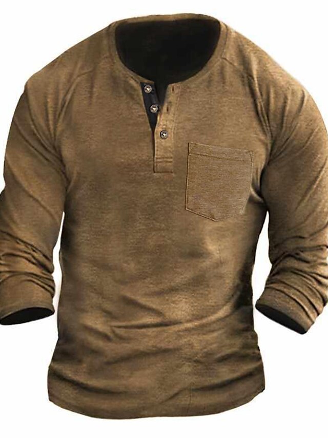  Men's Henley Shirt Long Sleeve Shirt Plain Henley Street Vacation Long Sleeve Clothing Apparel Basic Designer Modern Contemporary