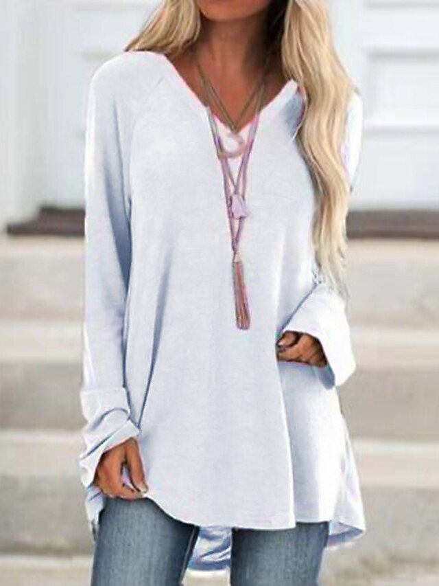 Women's Tunic T shirt Tee Burgundy Tee Patchwork Casual Holiday Weekend