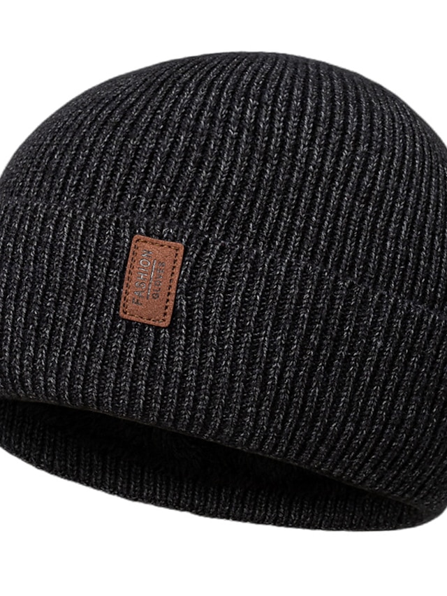  Men's Beanie Hat Wool Beanie Hat Winter Hats Black Red Cotton Knitted Basic Modern Contemporary Daily Wear Vacation Solid / Plain Color Lightweight Materials Convenient