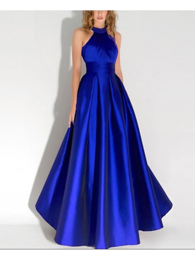 Ball Gown A Line Evening Gown Minimalist Dress Party Wear Wedding Party Floor Length Sleeveless 8636