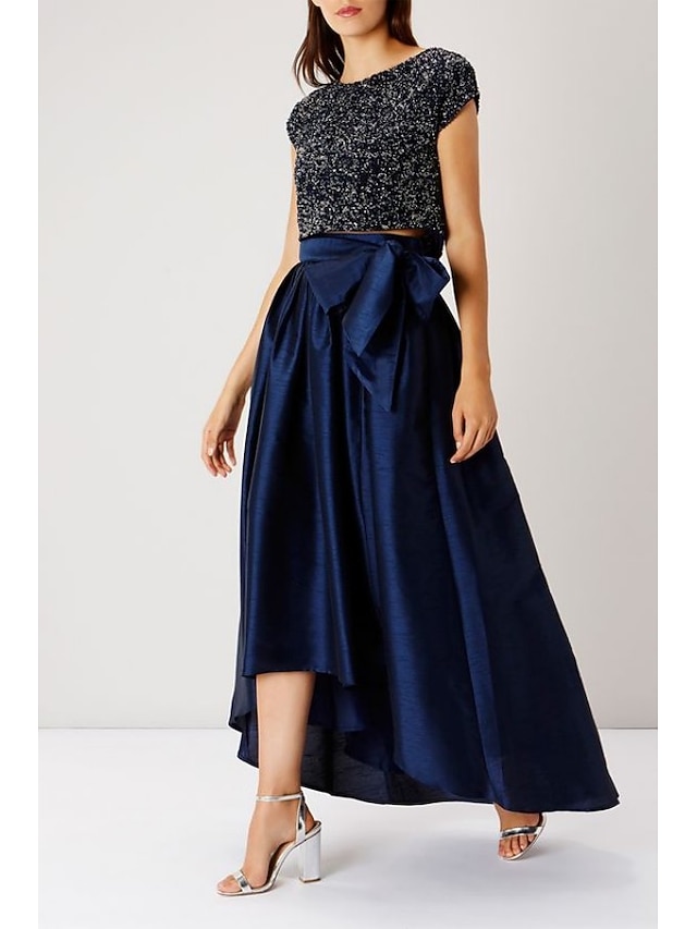 Two Piece Sheath/Column Knee-Length Jewel Neck Short Sleeve Mother of the Bride Dress with Jacket