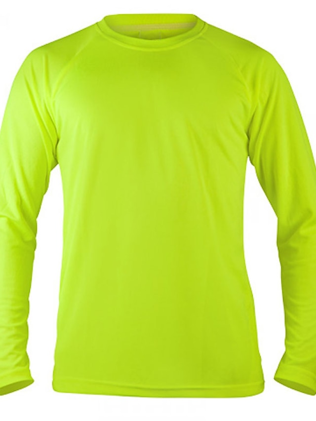  Men's Moisture Wicking Shirts Neon Shirt Long Sleeve Shirt Plain Crewneck Outdoor Daily Wear Long Sleeve Clothing Apparel Streetwear Comfort