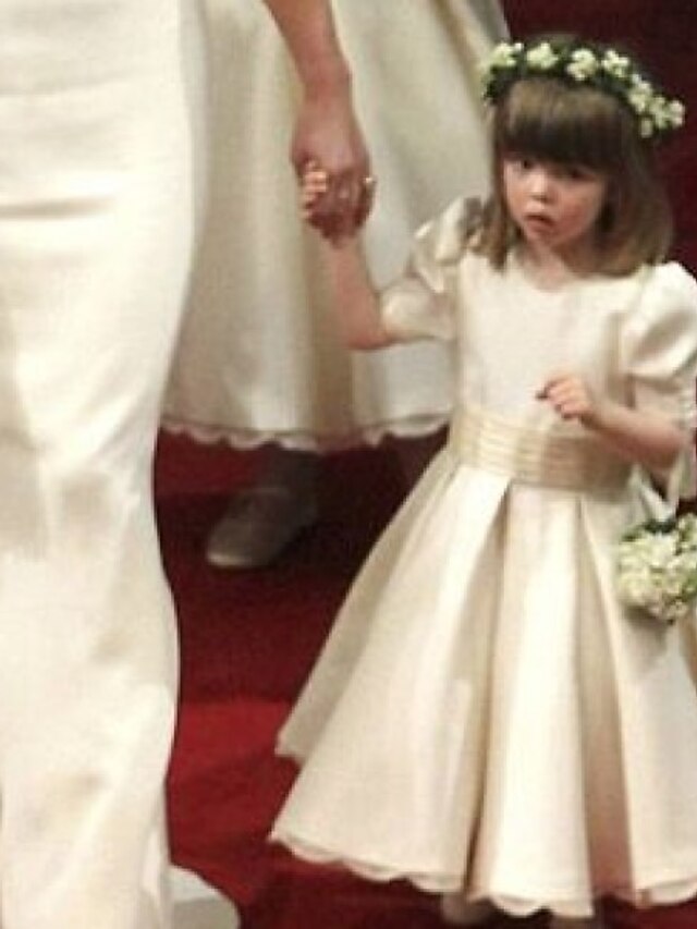 Flower Girl Party Long Satin Pearl Trim Communion Dress by AS386 Kids Dream - Girl Formal Dresses