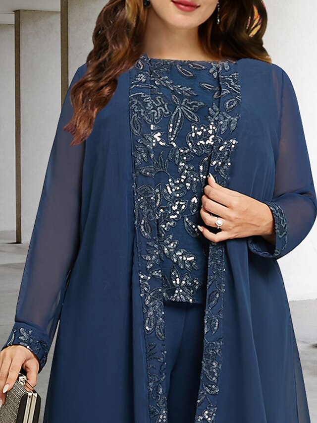 Two Piece Jumpsuits Mother of the Bride Dresses Plus Size Hide Belly