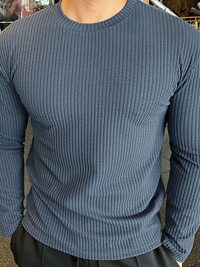  Homme T shirt Tee Tee Plein Ras du cou Extérieur Usage quotidien manche longue Tricoté Vêtement Tenue Casual Confort