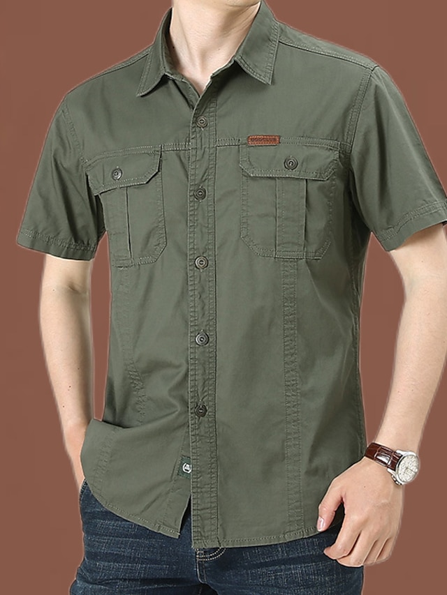 Men's Work Shirt Button Up Shirt Summer Shirt Cargo Shirt Casual Shirt ...