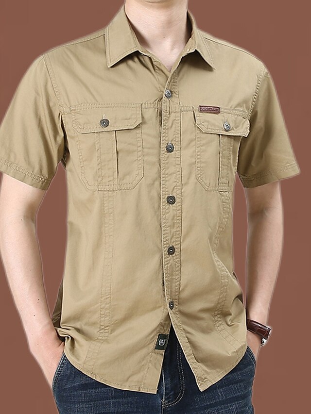 Men's Work Shirt Button Up Shirt Summer Shirt Cargo Shirt Casual Shirt ...