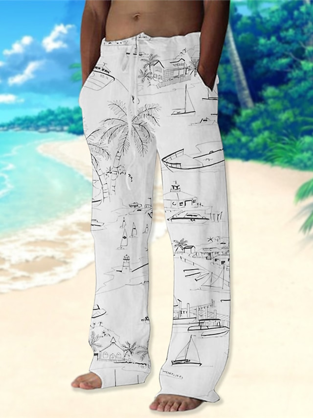 Pantalon Yoga Plage 100% Coton Homme Femme - Confortable, Respirant Et Décontracté Avec Poches