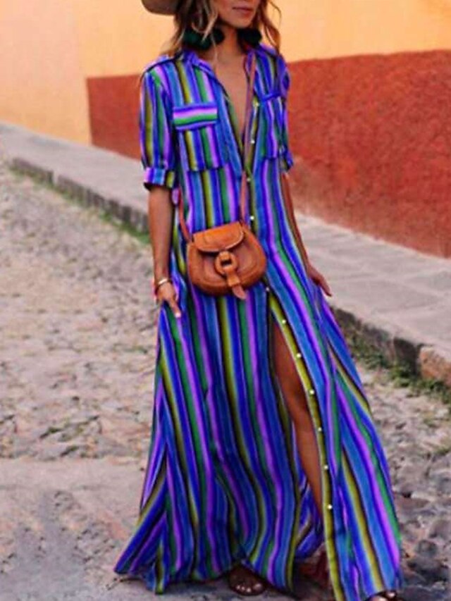 Women's Shirt Dress Casual Dress Swing Dress Maxi long Dress Outdoor