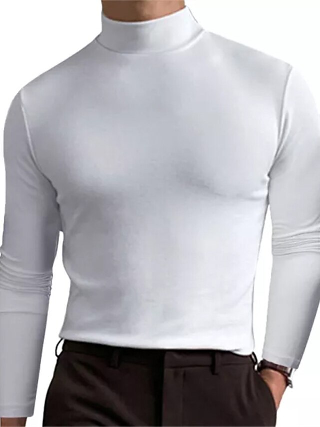  Men's T shirt Tee Plain Standing Collar Street Vacation Long Sleeve Clothing Apparel Basic Designer Modern Contemporary