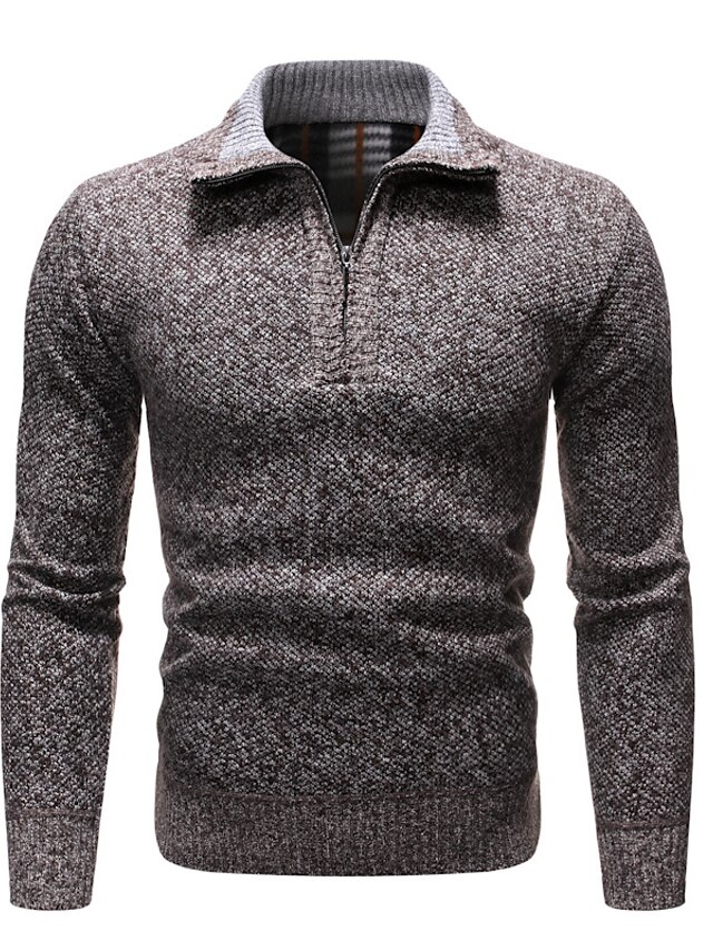 Men's Sweater Pullover Sweater Jumper Zip Sweater Polo Sweater Ribbed ...