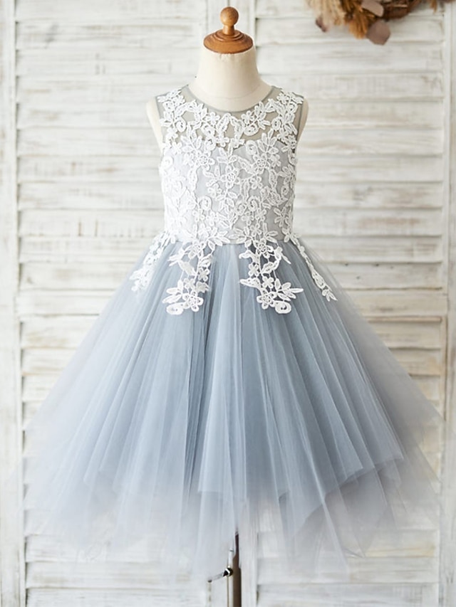 ALine Knee Length Flower Girl Dress Wedding Party Girls Cute Prom