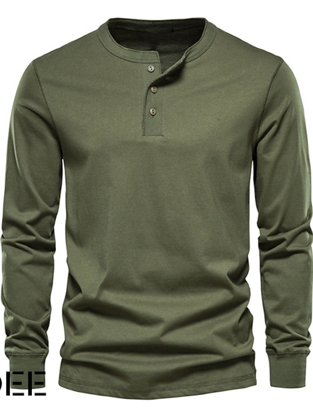 Hisir Herren Henley Shirt Langarm - Baumwolle Regular Fit Für Herbst/Winter