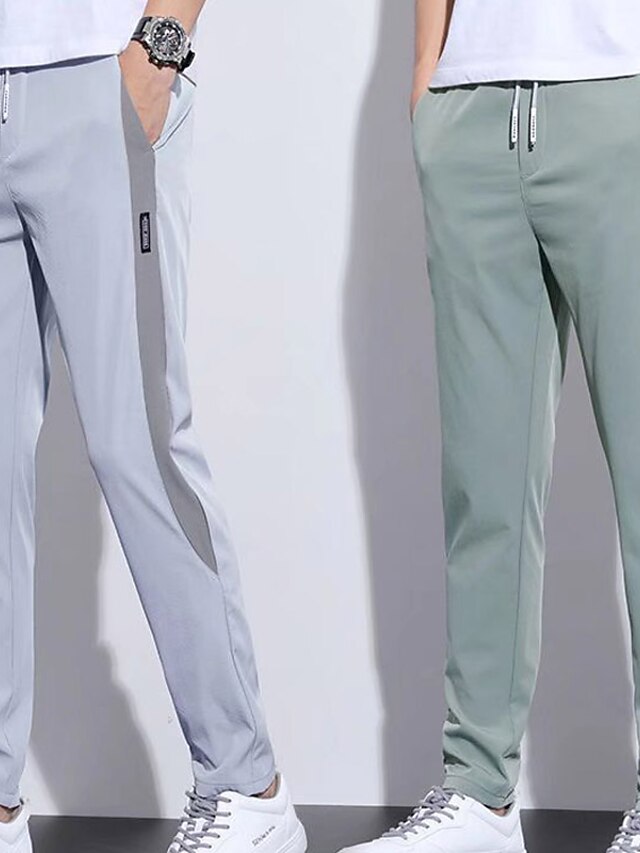 Men's Active Pants Trousers Casual Pants Pocket Drawstring Elastic Waist Color Block Comfort