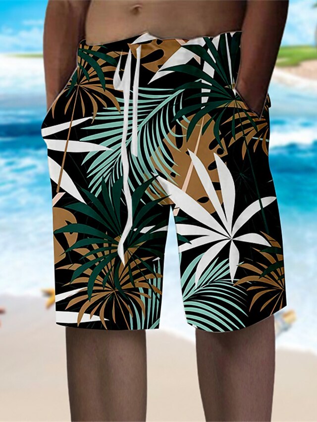  Hombre Pantalón corto Pantalones cortos de verano Pantalones cortos de playa Correa Cintura elástica Impresión 3D Graphic Plantas Transpirable Suave Corto Casual Diario Festivos Ropa de calle Hawaiano