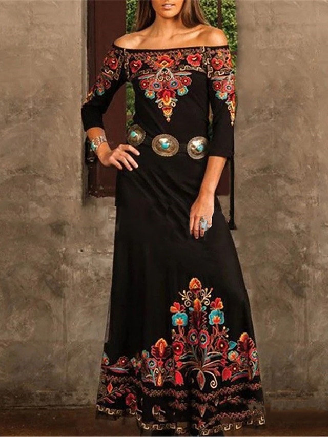 DeaAmyGline Damen Maxikleid Lang - Blumenprint Boho Sommerkleid Ärmellos