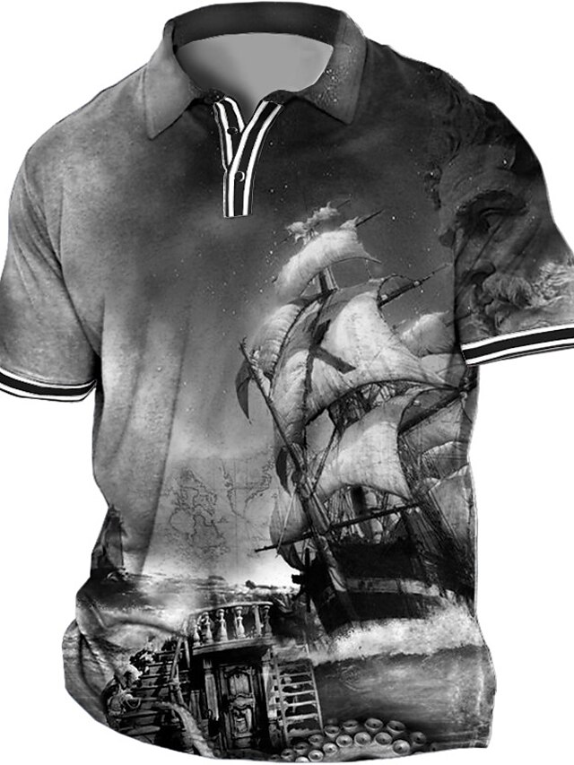 Men's Plus Size Polo Shirt Big and Tall Graphic Prints Turndown Print