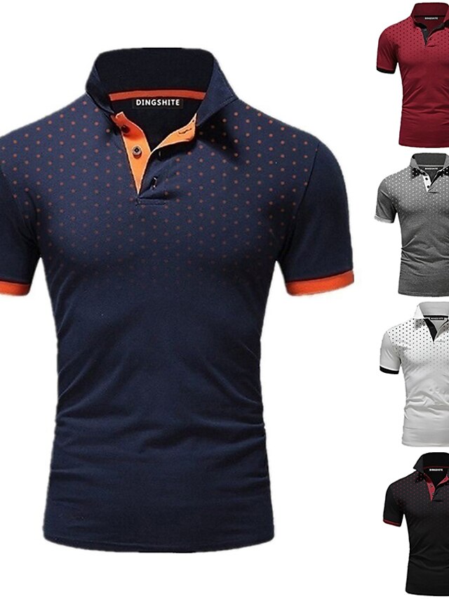  Men's Polo Shirt Golf Shirt Polka Dot Turndown Navy Blue + Black Black White Red Navy Blue non-printing Casual Daily Short Sleeve Clothing Apparel Casual Soft Breathable