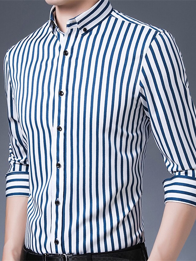 Men's Dress Shirt Button Down Collar Fall Spring Long Sleeve Black