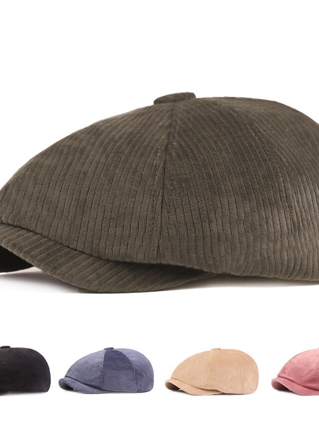 Men's Beret Hat Newsboy Hat Pink Beige Cotton Streetwear Stylish 1920s