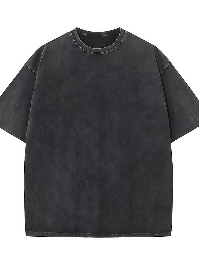 Men's 100% Cotton Acid Wash Shirt Oversized Shirt Plain Crew Neck ...