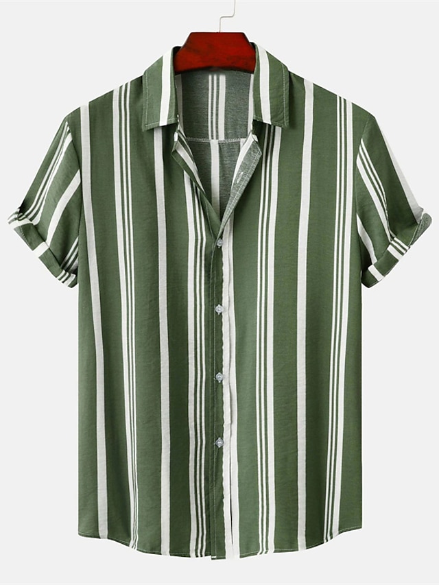  Ανδρικά Πουκάμισο Πουκάμισο με κουμπιά Καλοκαιρινό πουκάμισο Casual πουκάμισο Μαύρο Θαλασσί Κόκκινο Πράσινο του τριφυλλιού Κοντομάνικο Ριγέ Απορρίπτω Δρόμος Καθημερινά Ρούχα Μοντέρνα Καθημερινό Άνετο