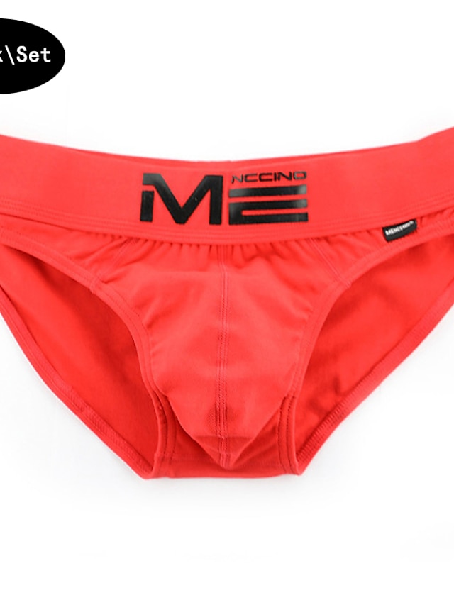  Herren 2packs Slip Unterhosen 95% Baumwolle Waschbar Komfortabel Buchstabe Tiefe Hüfthöhe Schwarz Rote