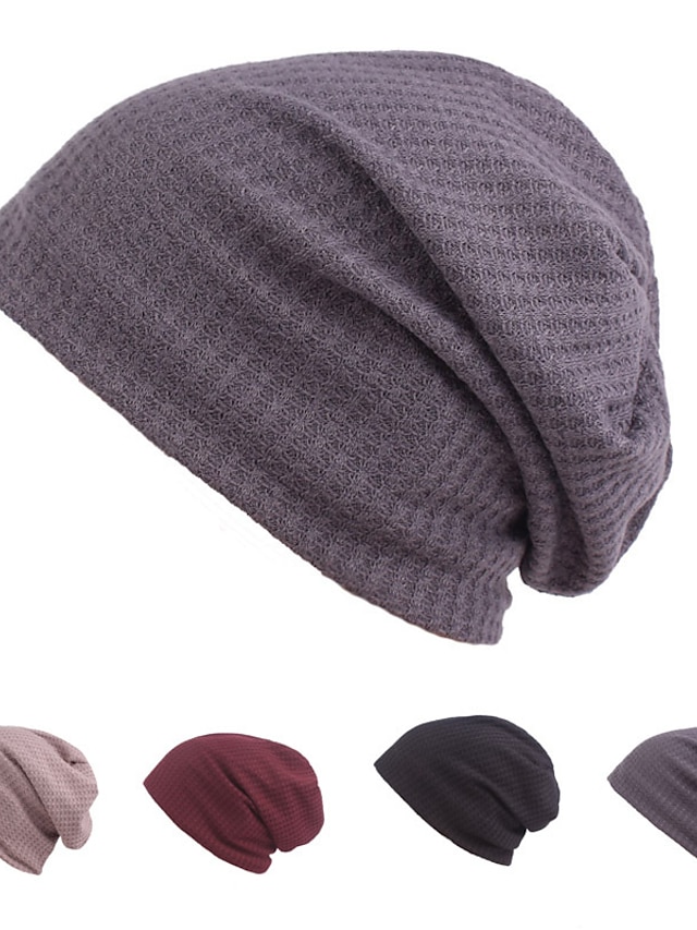  Men's Beanie Hat Cap Black khaki Cotton Streetwear Stylish Casual Outdoor Daily Going out Plain Warm