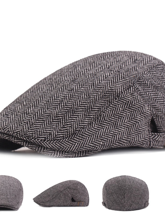  Men's Flat Cap Black Coffee Cotton Streetwear Stylish 1920s Fashion Outdoor Daily Going out Graphic Prints Warm