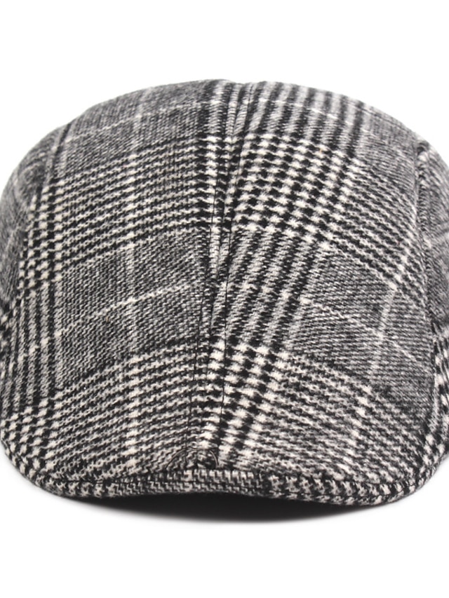 Men's Flat Cap Tweed Cap Light Grey Dark Gray Cotton Streetwear Stylish