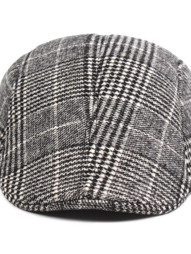 Men's Flat Cap Tweed Cap Light Grey Dark Gray Cotton Streetwear Stylish